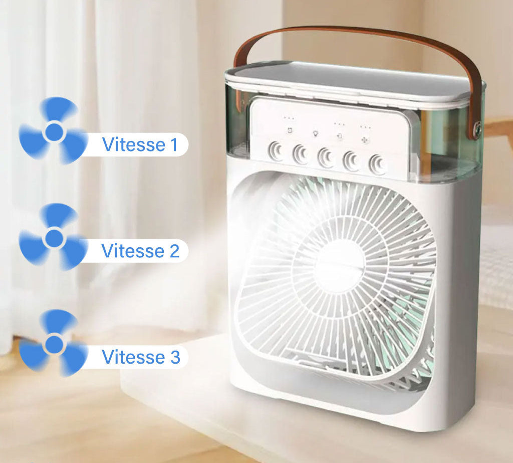 Mini Refroidisseur D’air Portable À Glaçons À 3 Vitesses avec LED intégré.