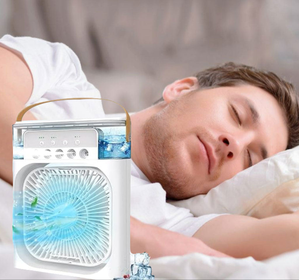 Mini Refroidisseur D’air Portable À Glaçons À 3 Vitesses avec LED intégré.