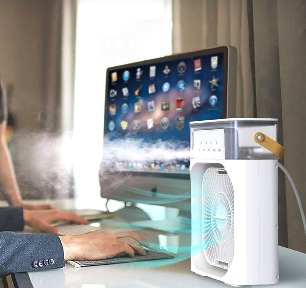 Mini Refroidisseur D’air Portable À Glaçons À 3 Vitesses avec LED intégré.