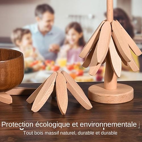 4 Pcs Dessous de plat en bois – sous-plat résistant à la chaleur