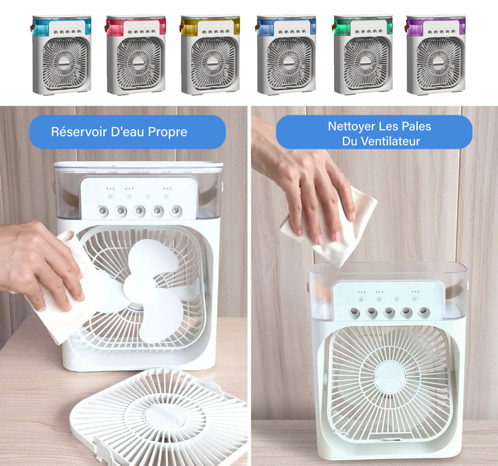 Mini Refroidisseur D’air Portable À Glaçons À 3 Vitesses avec LED intégré.