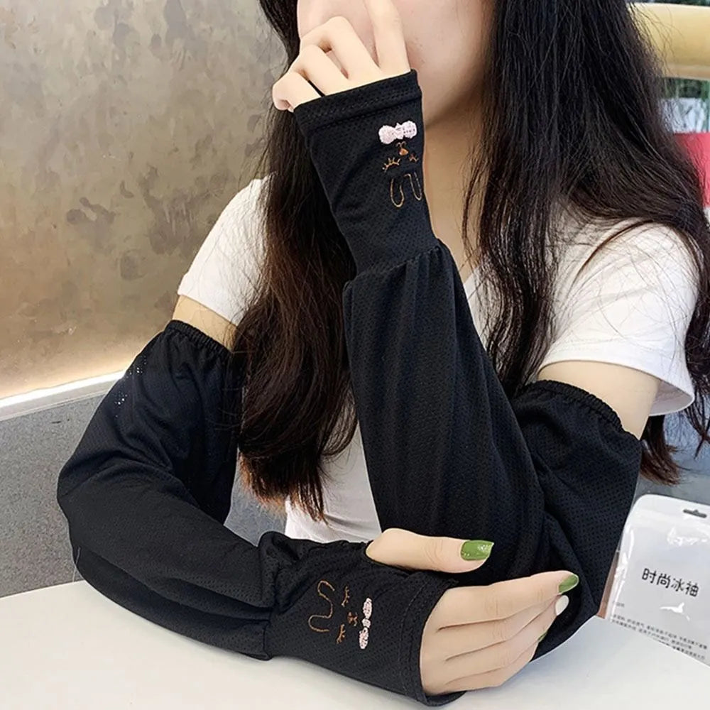 Manchons de Protection Solaire en Soie Glacée – Femme
