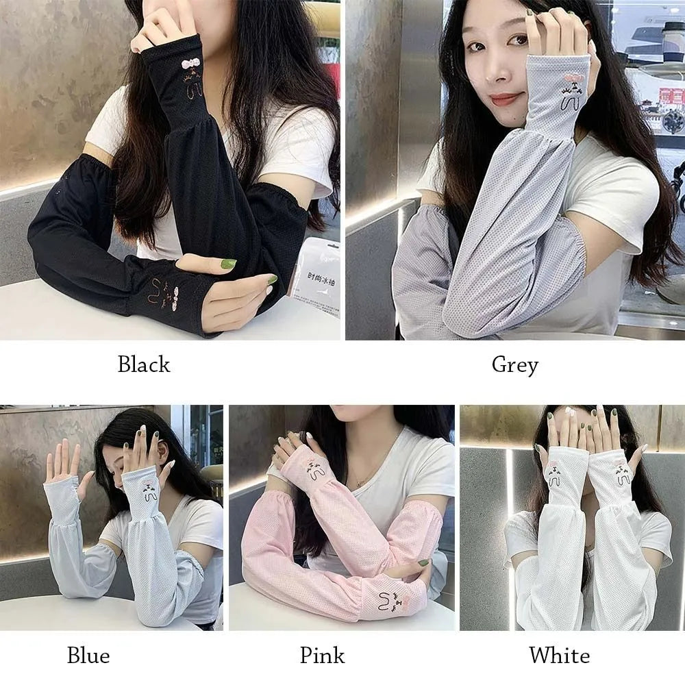 Manchons de Protection Solaire en Soie Glacée – Femme