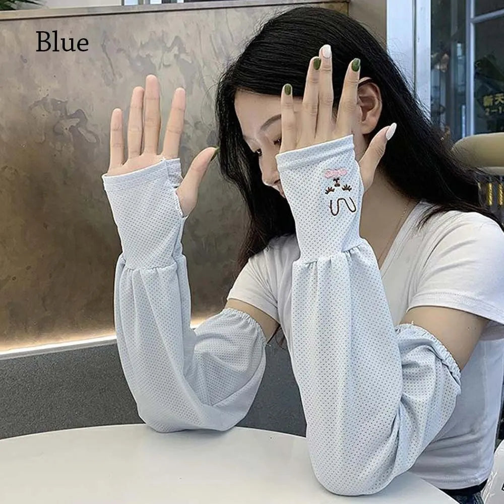 Manchons de Protection Solaire en Soie Glacée – Femme