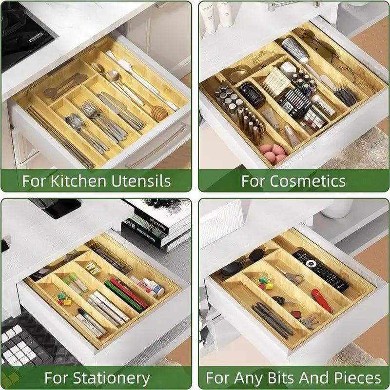 Range-couverts en bambou à largeur extensible