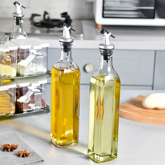 Pack 2 Bouteille Distributrice d'Huile en Verre Sans BPA avec Buse Étanche