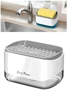 Distributeur de savon de cuisine multifonctionnel avec porte-éponge
