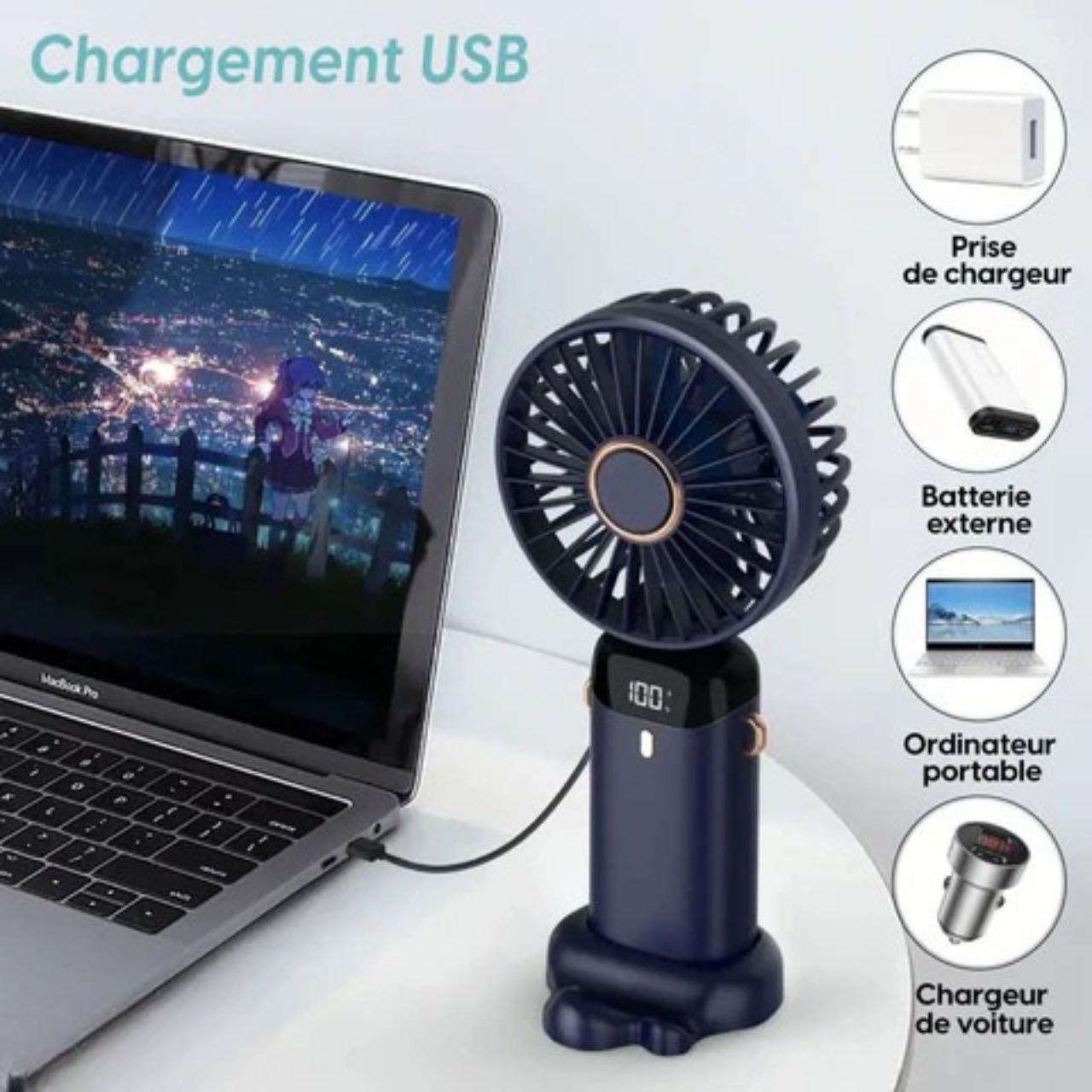 Mini Ventilateur LED Portable Pliable , Fraîcheur, Fonctionnalité et Mobilité