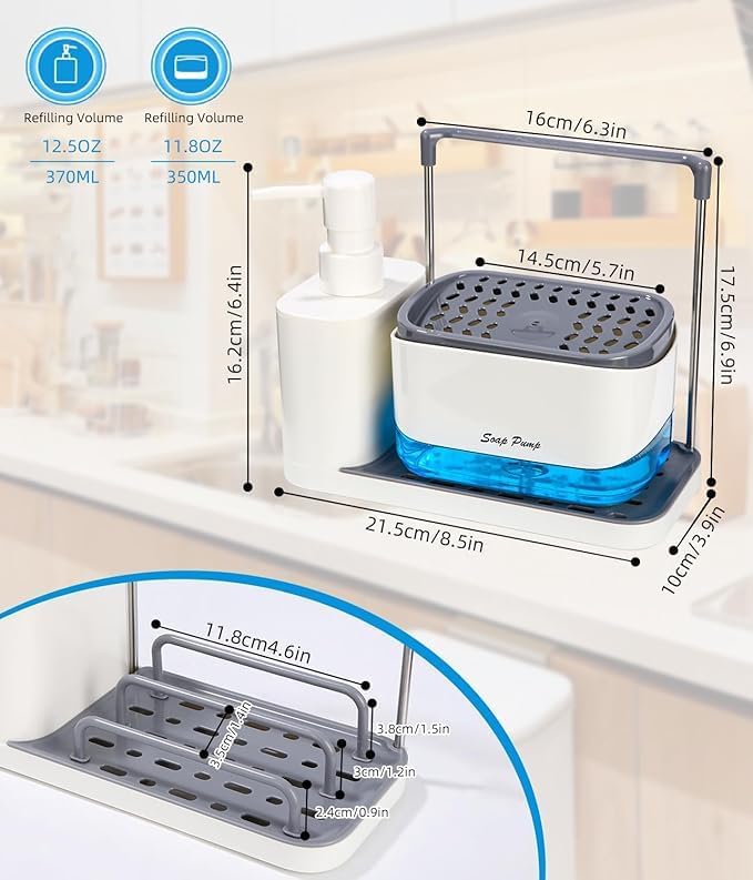 Distributeur de savon de cuisine multifonctionnel avec porte-éponge