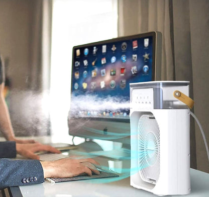 Mini Refroidisseur D’air Portable À Glaçons À 3 Vitesses avec LED intégré.