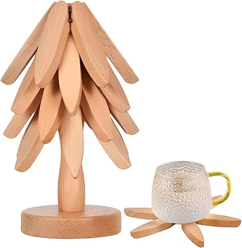 4 Pcs Dessous de plat en bois – sous-plat résistant à la chaleur