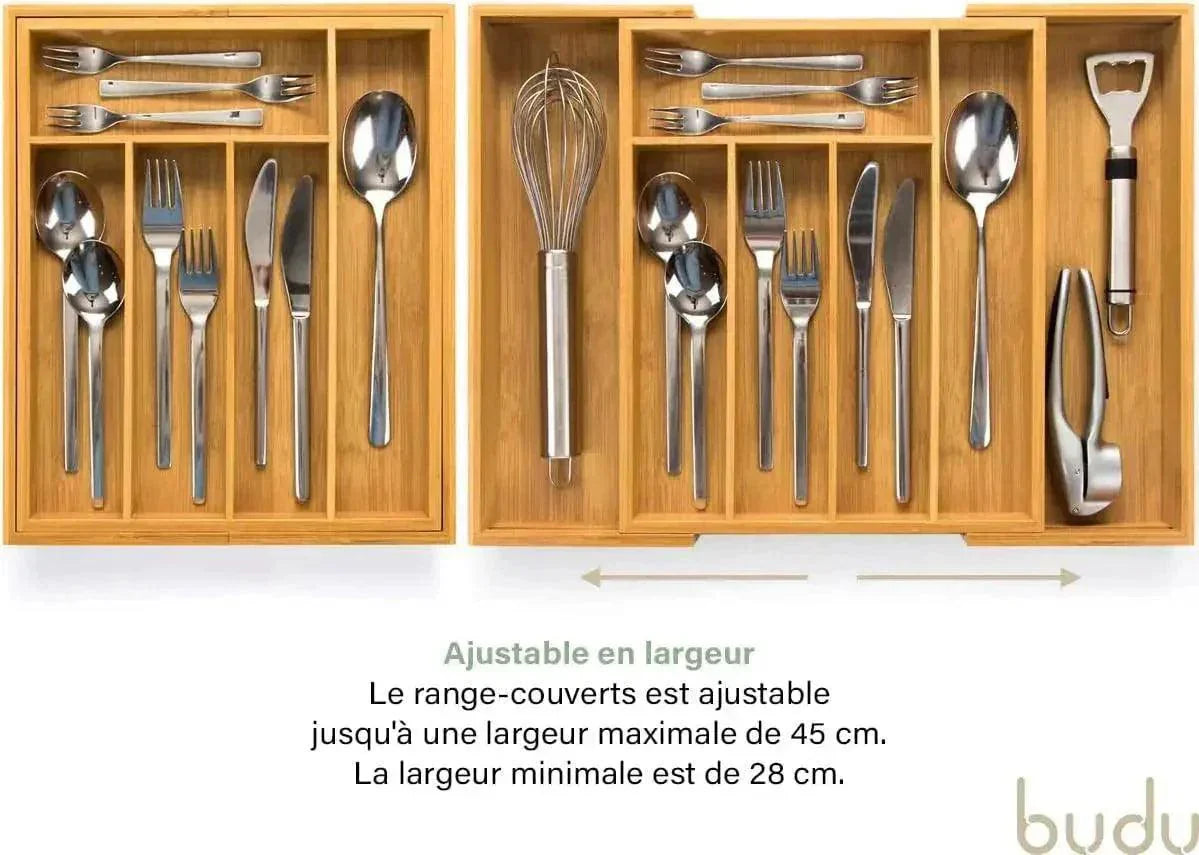 Range-couverts en bambou à largeur extensible
