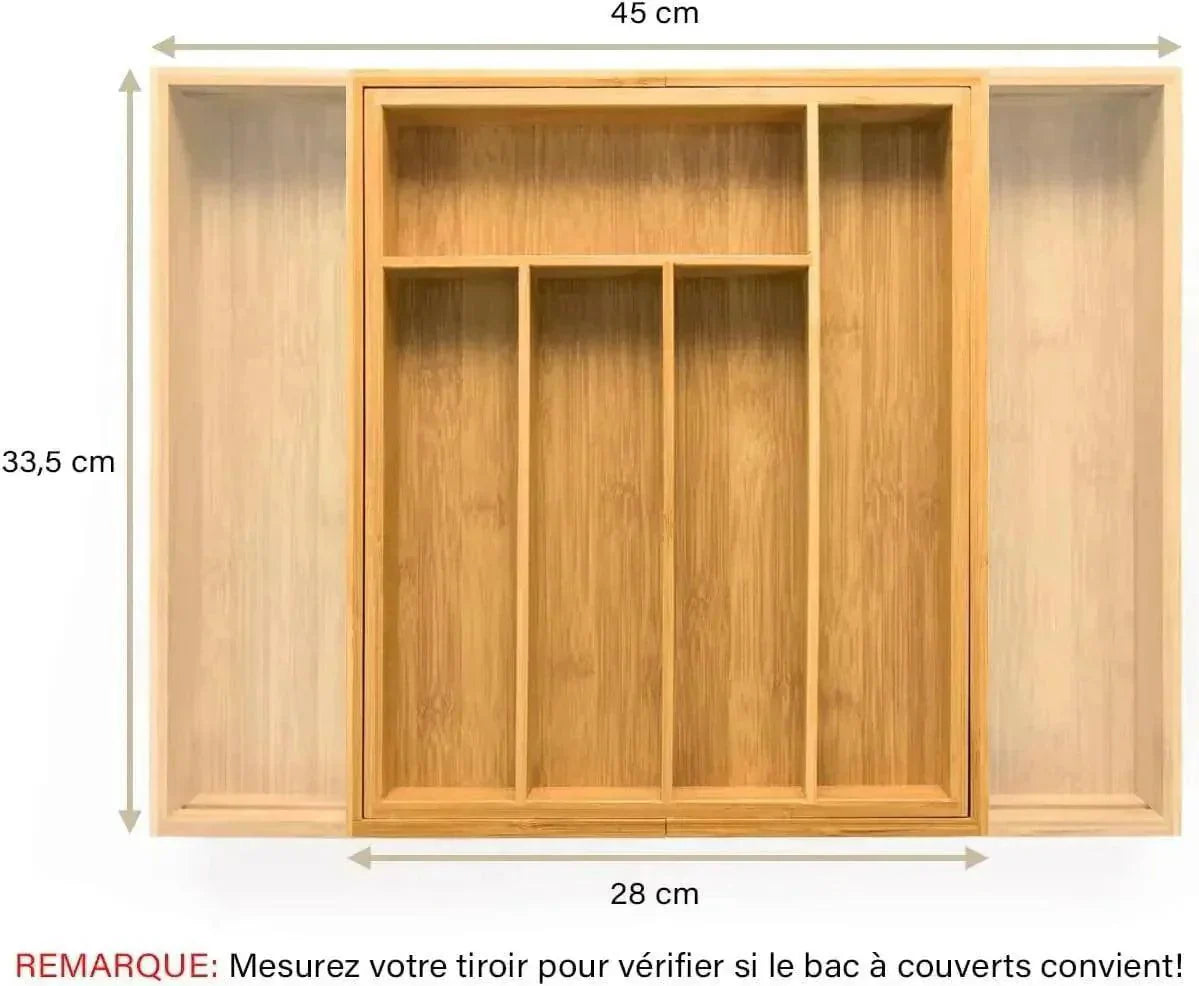 Range-couverts en bambou à largeur extensible