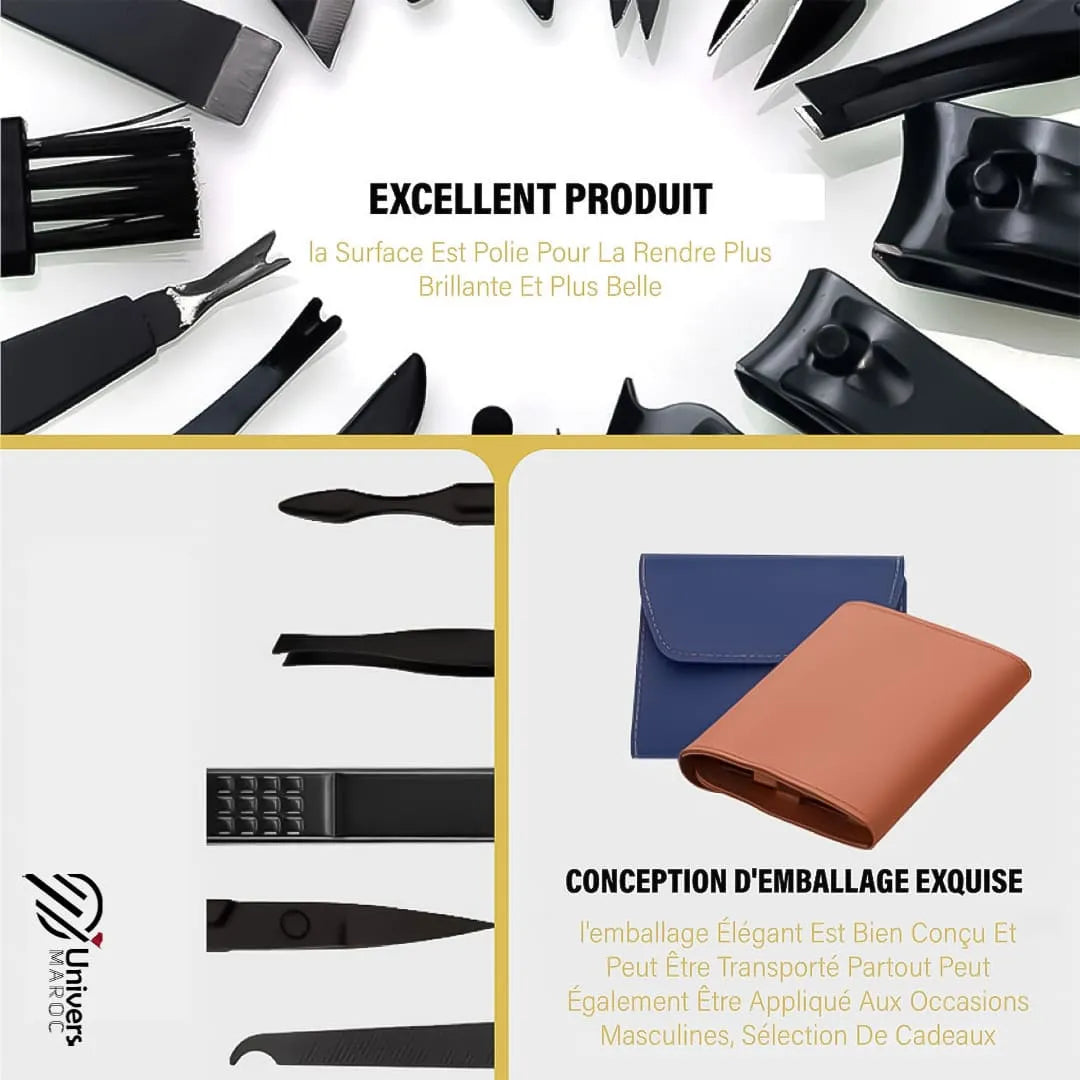 Kit D’accessoires De Manucure Professionnel 16x1 En Acier Inoxydable, Soin, Art, Cuticule, Ciseaux, Coupe-ongles.😎