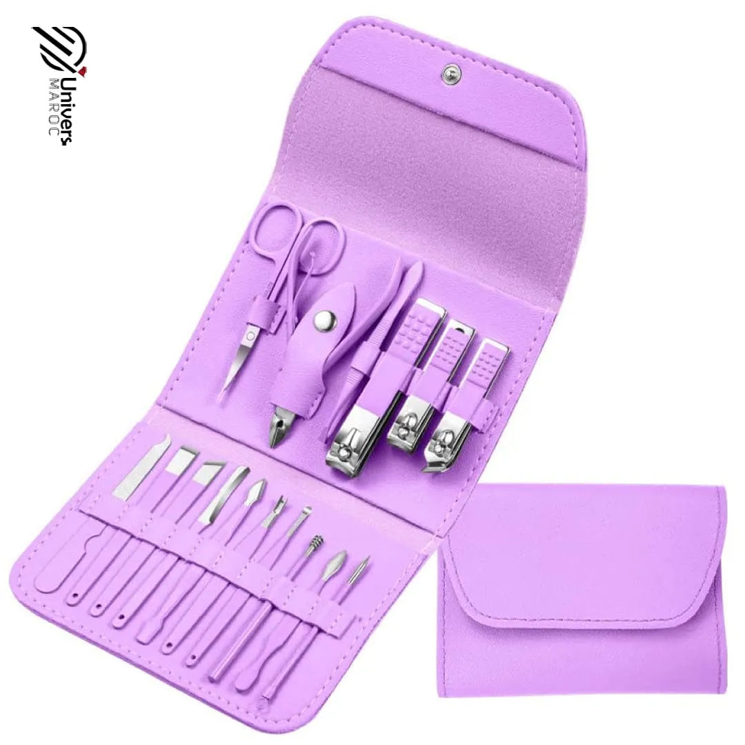 Kit D’accessoires De Manucure Professionnel 16x1 En Acier Inoxydable, Soin, Art, Cuticule, Ciseaux, Coupe-ongles.😎