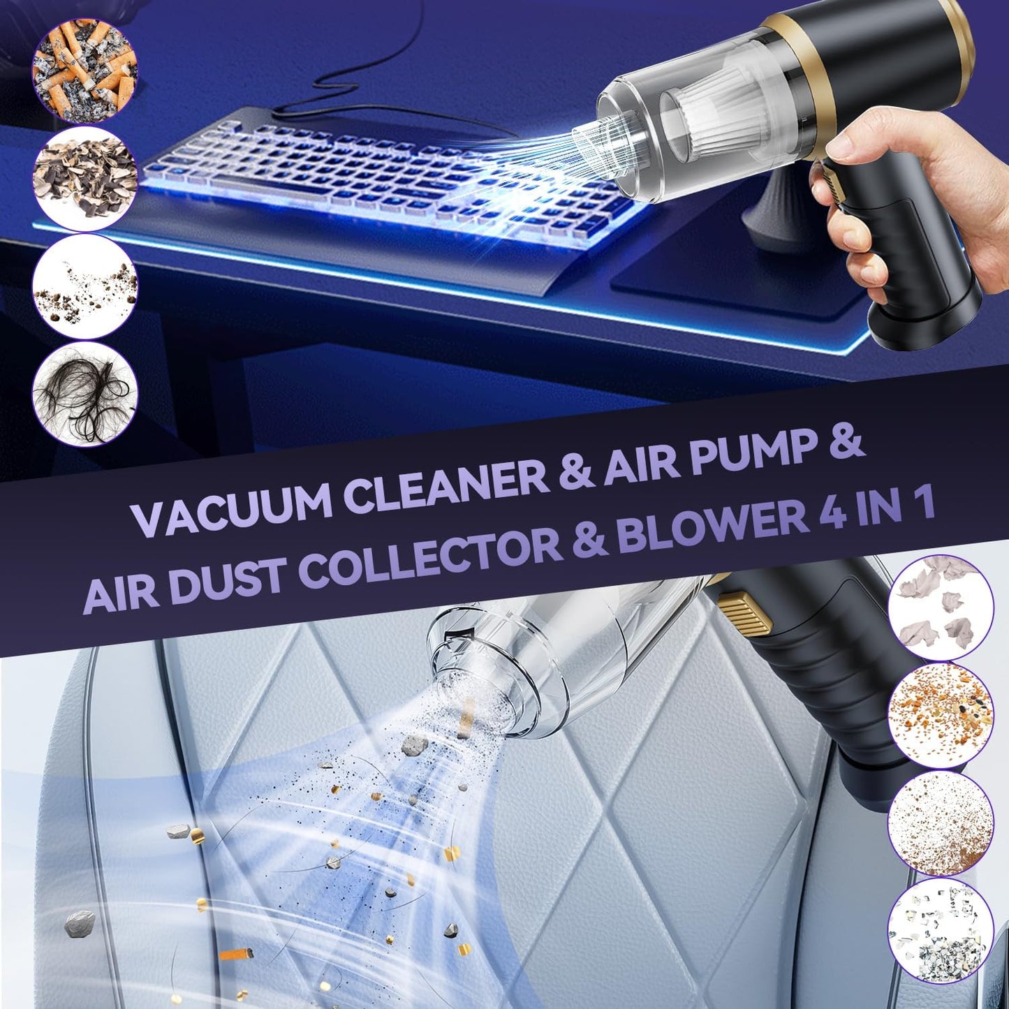 Aspirateur de voiture portable sans fil 4 en 1