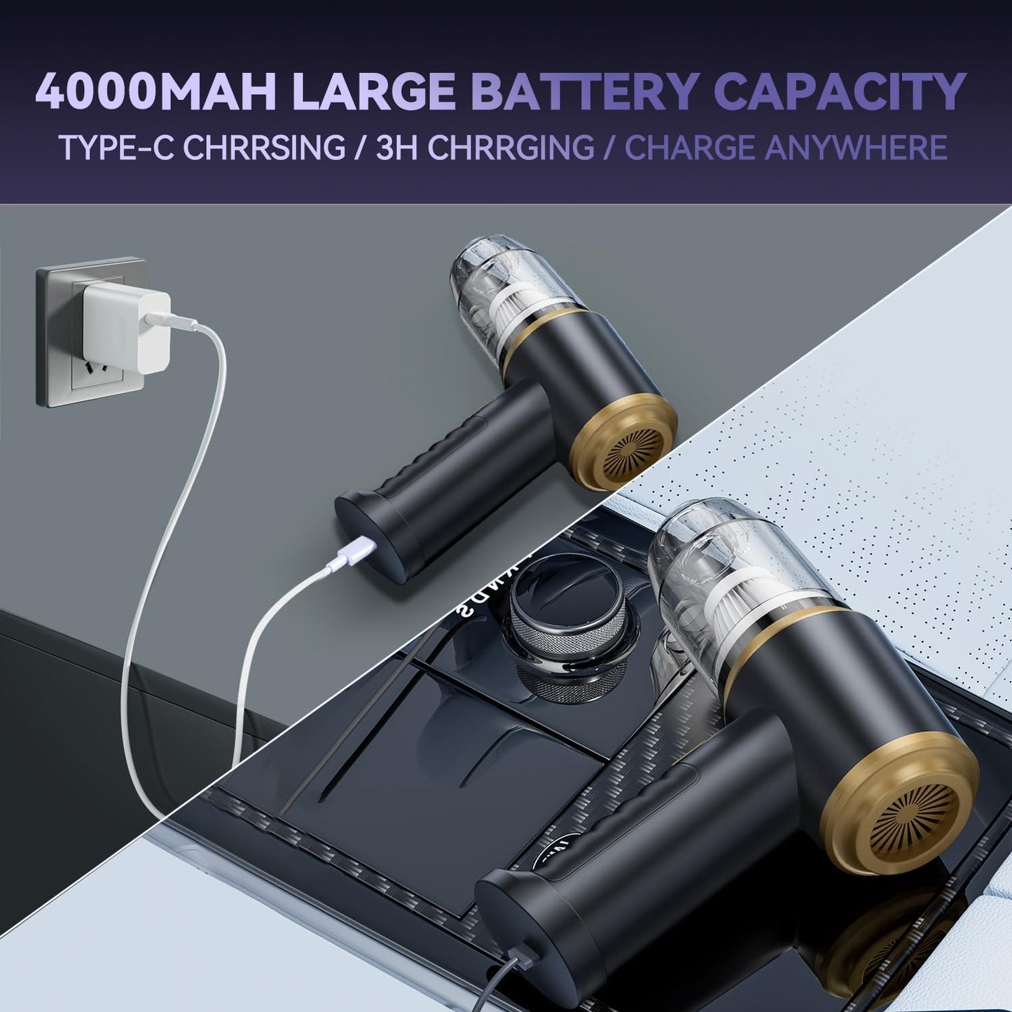 Aspirateur de voiture portable sans fil 4 en 1