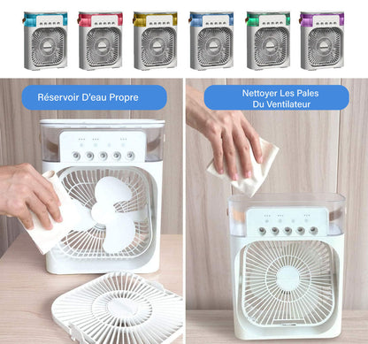 Mini Refroidisseur D’air Portable À Glaçons À 3 Vitesses avec LED intégré.