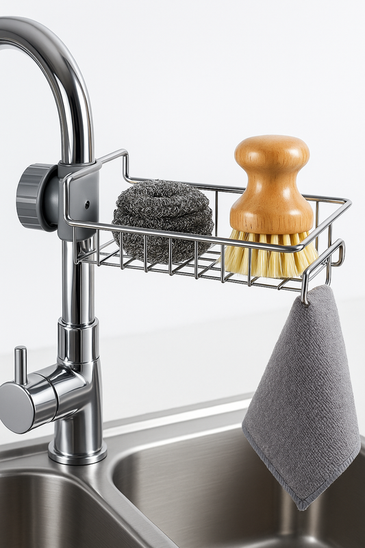 Porte éponge fixation sur robinet