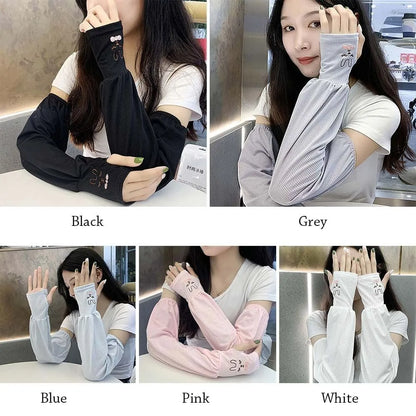Manchons de Protection Solaire en Soie Glacée – Femme