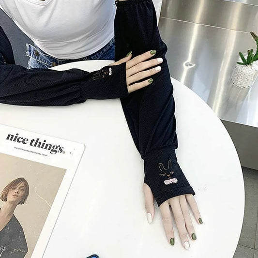 Manchons de Protection Solaire en Soie Glacée – Femme