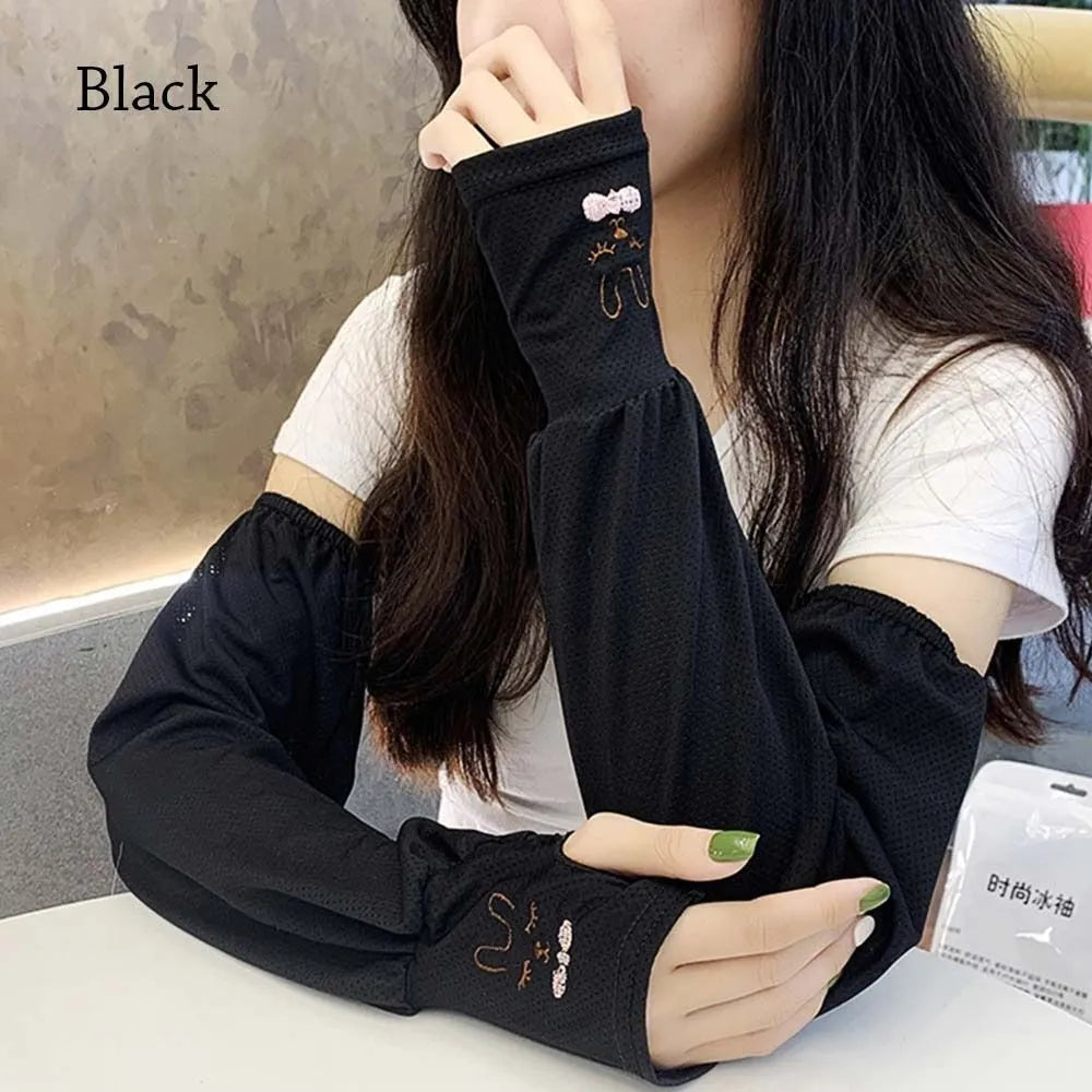 Manchons de Protection Solaire en Soie Glacée – Femme