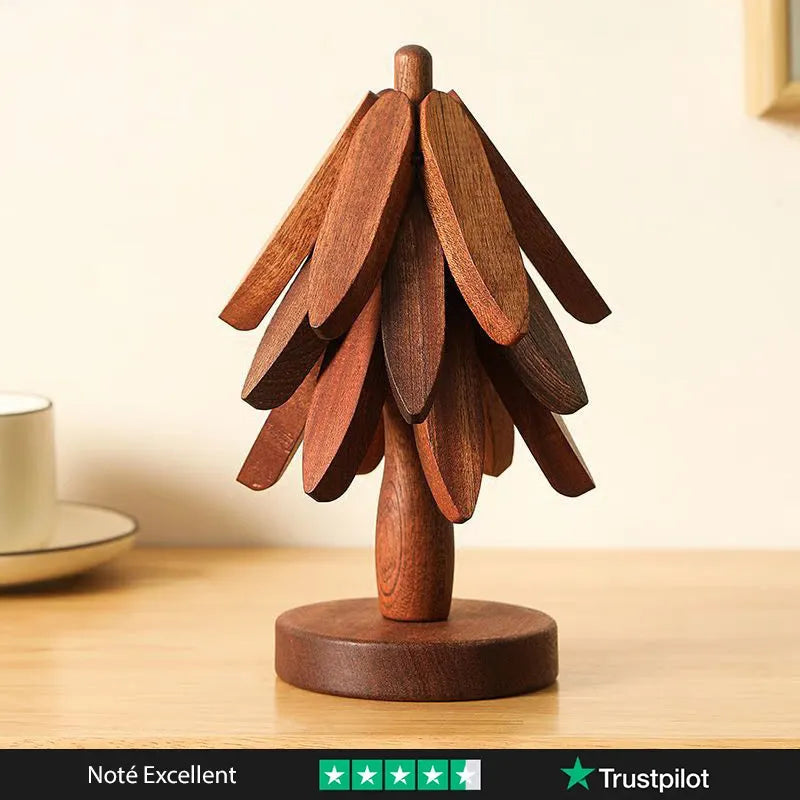 4 Pcs Dessous de plat en bois – sous-plat résistant à la chaleur